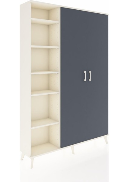Arges Dolap 7 Raflı 2 Kapaklı Tek Askılı 132X30X195 Aytaşı-Antrasit/aytaşı fiyatları