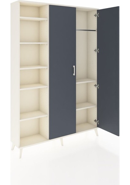 Arges Dolap 7 Raflı 2 Kapaklı Tek Askılı 132X30X195 Aytaşı-Antrasit/aytaşı indirimleri