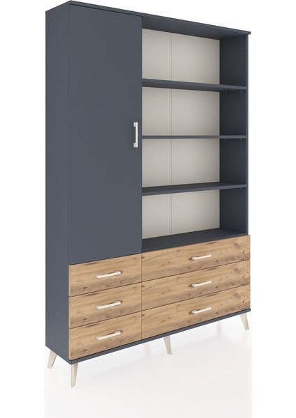 Arges Dolap 8 Raflı 6 Çekmeceli Tek Kapaklı 132X30X195 Antrasit-Antrasit/çam fiyatları