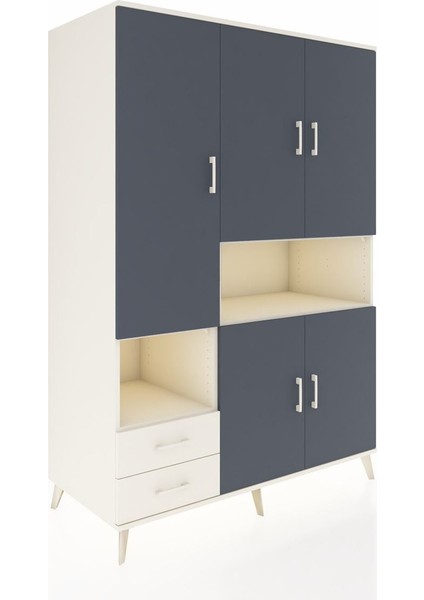 Kronos Dolap 10 Raflı 2 Çekmeceli 5 Kapaklı 132X59X195 Aytaşı-Antrasit/aytaşı fiyatları