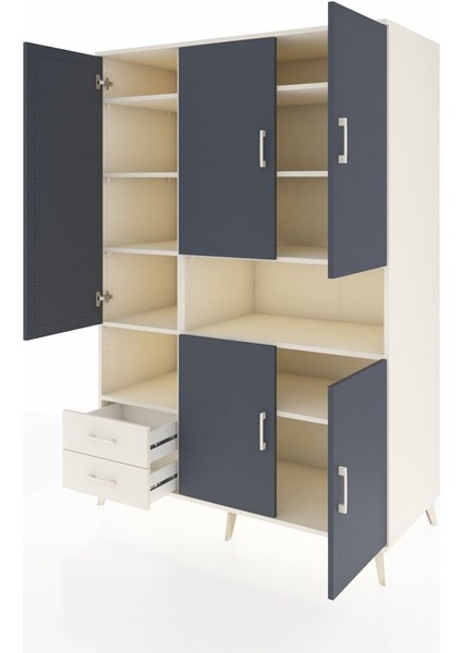 Kronos Dolap 10 Raflı 2 Çekmeceli 5 Kapaklı 132X59X195 Aytaşı-Antrasit/aytaşı modelleri