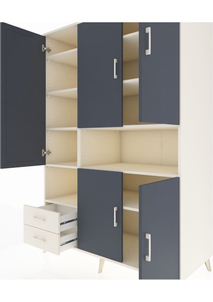 Kronos Dolap 10 Raflı 2 Çekmeceli 5 Kapaklı 132X59X195 Aytaşı-Antrasit/aytaşı fırsatları