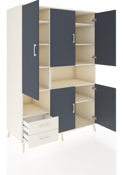 Kronos Dolap 10 Raflı 2 Çekmeceli 5 Kapaklı 132X59X195 Aytaşı-Antrasit/aytaşı indirimleri