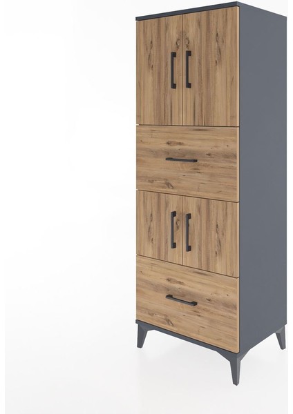 Hyperion Dolap 3 Raflı 2 Çekmeceli 4 Kapaklı 60X44X163 Antrasit-Çam modelleri