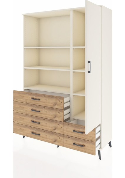 Hyperion Dolap 7 Raflı 6 Çekmeceli Tek Kapaklı 132X44X195 Aytaşı-Aytaşı/çam modelleri