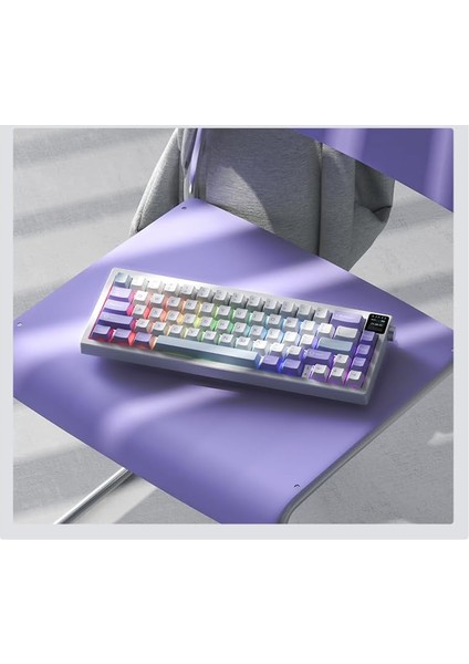 Ajazz AK650 Kablosuz Mekanik Klavye 3 Modlu Tft Ekranlı Hot-Swap-65 Tuşlu Rgb Mor/ Switch modelleri