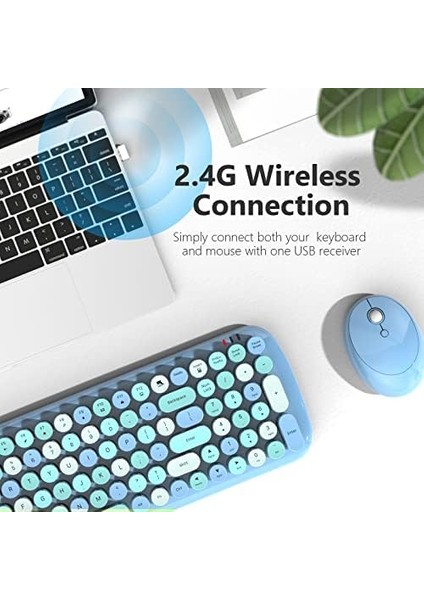 Mofii Kablosuz Klavye ve Fare Kombinasyonu, Pc Bilgisayar Pencereleri Için Çok Ortam Işlev Tuşları ve Numara Pedi ile 2.4ghz Renkli Klavye (Mavi Karışık) fiyatları