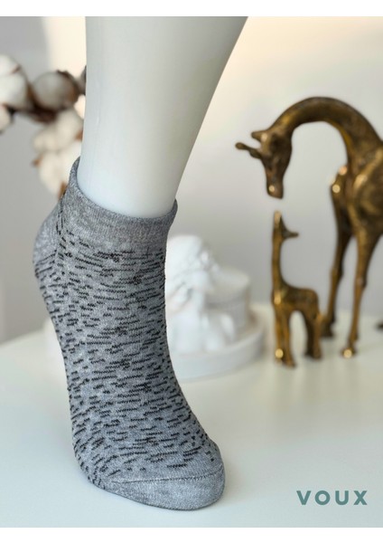 Pamuklu Çizgi Desenli Çok Renkli Kadın Sneaker Çorap 4 'lü