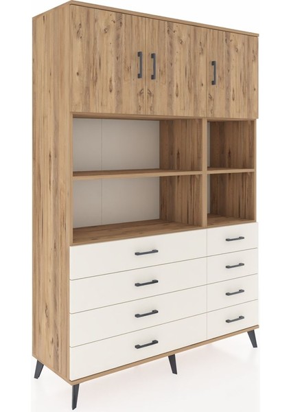 Hyperion Dolap 8 Raflı 8 Çekmeceli 3 Kapaklı 132X44X195 Çam-Çam/aytaşı fiyatları