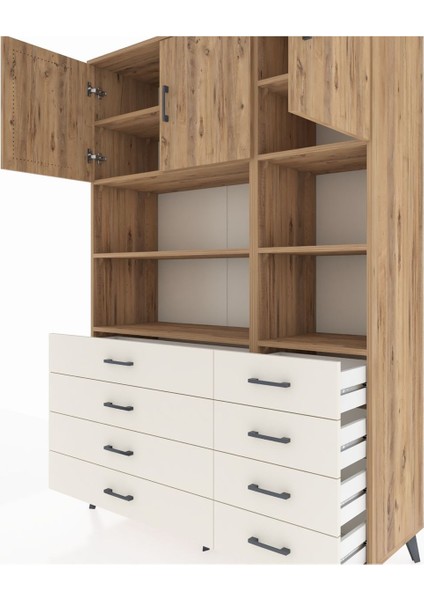 Hyperion Dolap 8 Raflı 8 Çekmeceli 3 Kapaklı 132X44X195 Çam-Çam/aytaşı fırsatları
