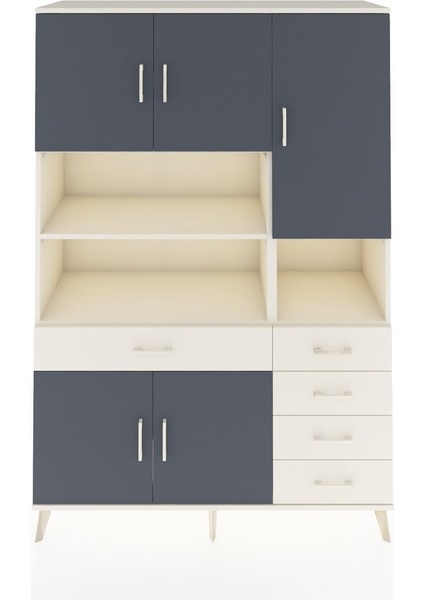 Hyperion Dolap 9 Raflı 5 Çekmeceli 5 Kapaklı 132X44X195 Aytaşı-Antrasit/aytaşı