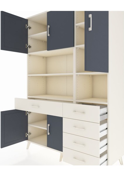 Hyperion Dolap 9 Raflı 5 Çekmeceli 5 Kapaklı 132X44X195 Aytaşı-Antrasit/aytaşı fırsatları