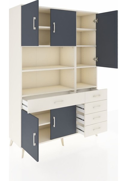 Hyperion Dolap 9 Raflı 5 Çekmeceli 5 Kapaklı 132X44X195 Aytaşı-Antrasit/aytaşı indirimleri