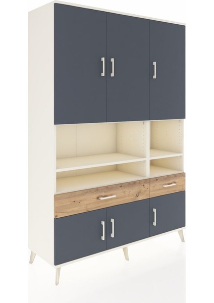 Hyperion Dolap 8 Raflı 2 Çekmeceli 6 Kapaklı 132X44X195 Aytaşı-Antrasit/çam fiyatları