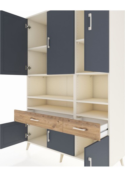 Hyperion Dolap 8 Raflı 2 Çekmeceli 6 Kapaklı 132X44X195 Aytaşı-Antrasit/çam fırsatları