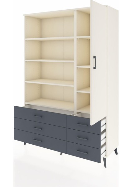 Hyperion Dolap 8 Raflı 6 Çekmeceli Tek Kapaklı 132X44X195 Aytaşı-Aytaşı/antrasit modelleri