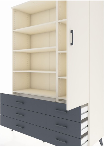 Hyperion Dolap 8 Raflı 6 Çekmeceli Tek Kapaklı 132X44X195 Aytaşı-Aytaşı/antrasit fırsatları
