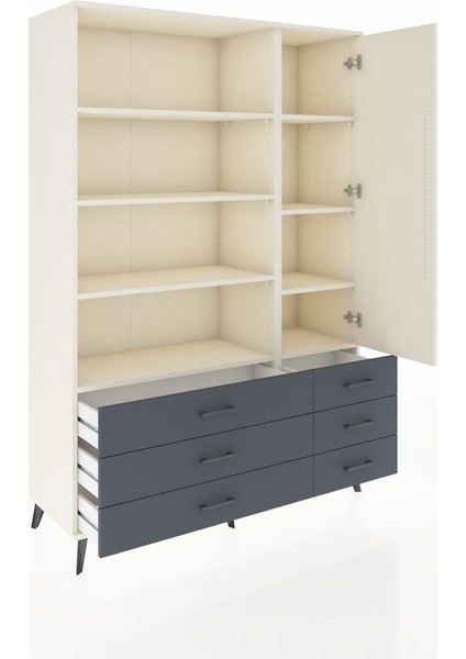 Hyperion Dolap 8 Raflı 6 Çekmeceli Tek Kapaklı 132X44X195 Aytaşı-Aytaşı/antrasit indirimleri