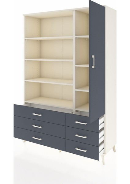 Hyperion Dolap 8 Raflı 6 Çekmeceli Tek Kapaklı 132X44X195 Aytaşı-Antrasit/antrasit modelleri