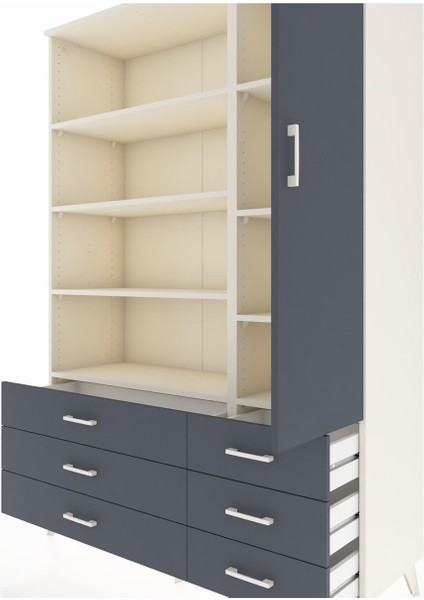 Hyperion Dolap 8 Raflı 6 Çekmeceli Tek Kapaklı 132X44X195 Aytaşı-Antrasit/antrasit fırsatları
