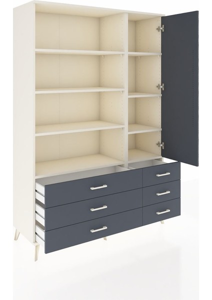 Hyperion Dolap 8 Raflı 6 Çekmeceli Tek Kapaklı 132X44X195 Aytaşı-Antrasit/antrasit indirimleri