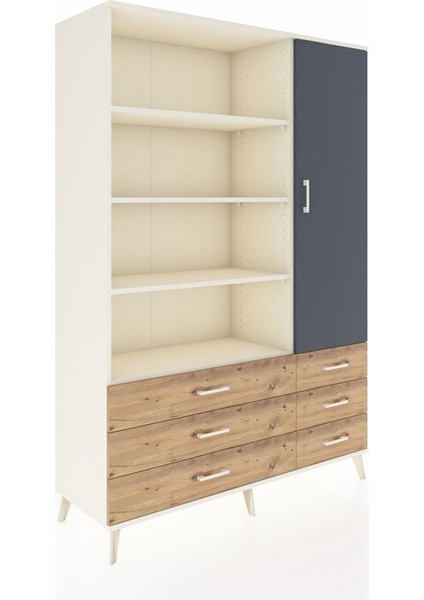 Hyperion Dolap 8 Raflı 6 Çekmeceli Tek Kapaklı 132X44X195 Aytaşı-Antrasit/çam fiyatları