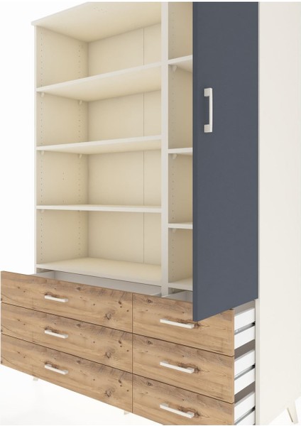 Hyperion Dolap 8 Raflı 6 Çekmeceli Tek Kapaklı 132X44X195 Aytaşı-Antrasit/çam fırsatları