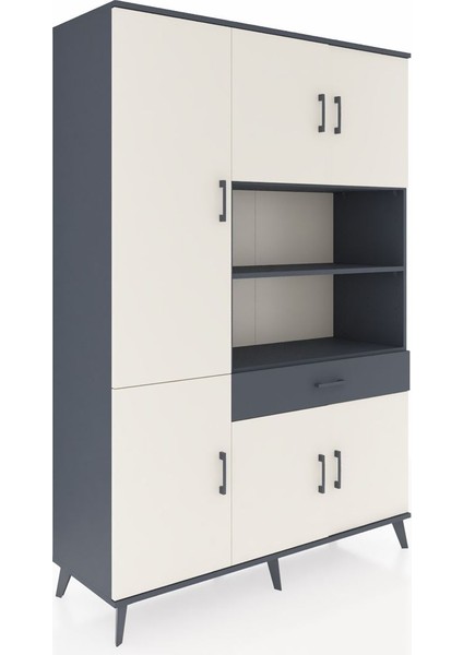 Hyperion Dolap 10 Raflı Tek Çekmeceli 6 Kapaklı 132X44X195 Antrasit-Aytaşı/antrasit fiyatları