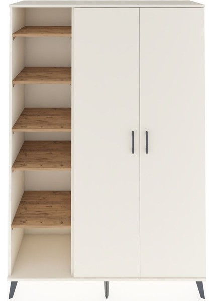 Hyperion Dolap 7 Raflı 2 Kapaklı Tek Askılı 132X44X195 Aytaşı-Aytaşı/çam