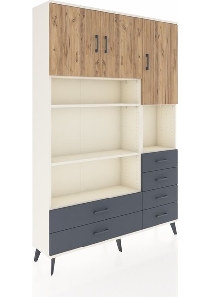 Arges Dolap 9 Raflı 6 Çekmeceli 3 Kapaklı 132X30X195 Aytaşı-Çam/antrasit fiyatları