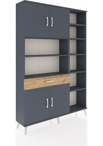 Arges Dolap 10 Raflı Tek Çekmeceli 4 Kapaklı 132X30X195 Antrasit-Antrasit/çam fiyatları