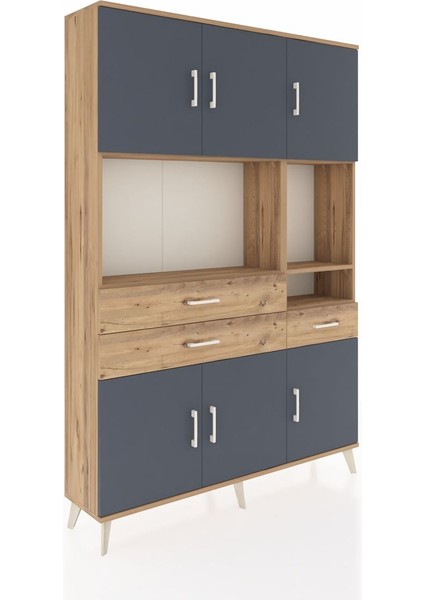Arges Dolap 9 Raflı 3 Çekmeceli 6 Kapaklı 132X30X195 Çam-Antrasit/çam fiyatları