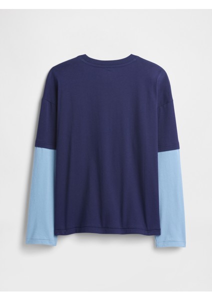 Erkek Çocuk Lacivert Relaxed Grafik Baskılı T-Shirt fiyatları