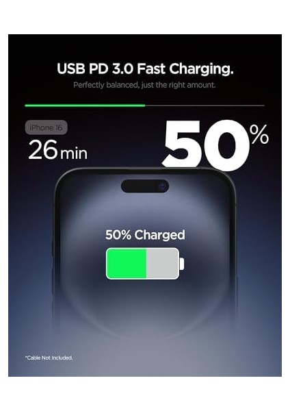 20W Usb-C Mini Hızlı Şarj Aleti/şarj Isısını Düşürür Gan Destekli Akım Korumalı Güç Adaptörü iPhone & Android & iPad Type-C EE201 Black - ACH09217 modelleri