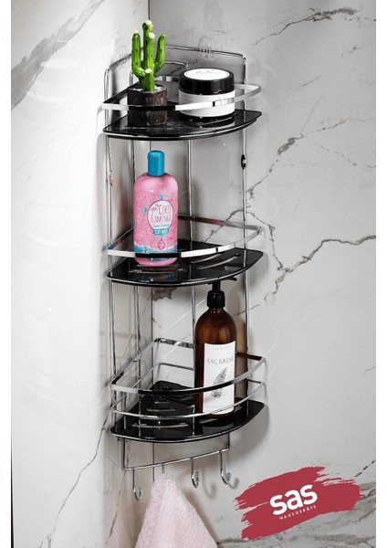 Haus Yapışkanlı Ömür Boyu Paslanmaz Ayarlanabilir Raf Düzenleyici Şampuanlık Lk-03 Kskk