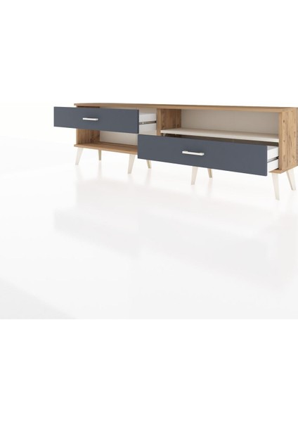 Arges Tv Ünitesi Tek Raflı 2 Çekmeceli 176X30X51 Çam-Aytaşı/antrasit modelleri