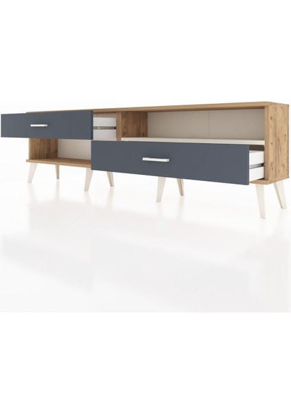Arges Tv Ünitesi Tek Raflı 2 Çekmeceli 176X30X51 Çam-Aytaşı/antrasit fırsatları