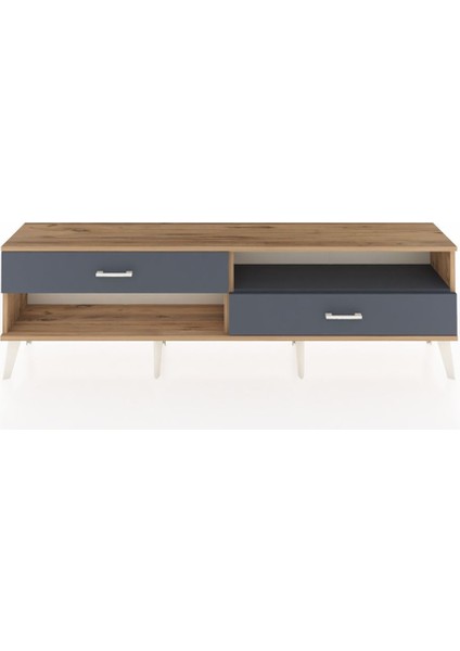 Arges Tv Ünitesi Tek Raflı 2 Çekmeceli 176X30X51 Çam-Antrasit/antrasit