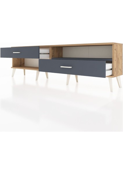 Arges Tv Ünitesi Tek Raflı 2 Çekmeceli 176X30X51 Çam-Antrasit/antrasit fırsatları