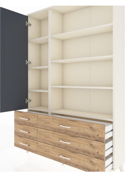 Arges Dolap 8 Raflı 6 Çekmeceli Tek Kapaklı 132X30X195 Aytaşı-Antrasit/çam fırsatları