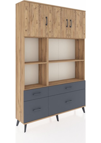 Arges Dolap 8 Raflı 4 Çekmeceli 3 Kapaklı 132X30X195 Çam-Çam/antrasit fiyatları