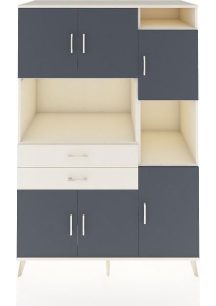 Kronos Dolap 9 Raflı 2 Çekmeceli 6 Kapaklı 132X59X195 Aytaşı-Antrasit/aytaşı