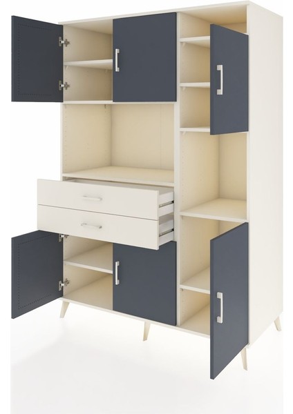 Kronos Dolap 9 Raflı 2 Çekmeceli 6 Kapaklı 132X59X195 Aytaşı-Antrasit/aytaşı modelleri