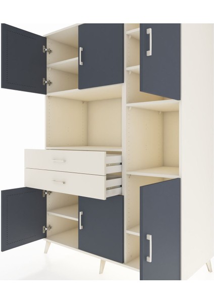 Kronos Dolap 9 Raflı 2 Çekmeceli 6 Kapaklı 132X59X195 Aytaşı-Antrasit/aytaşı fırsatları