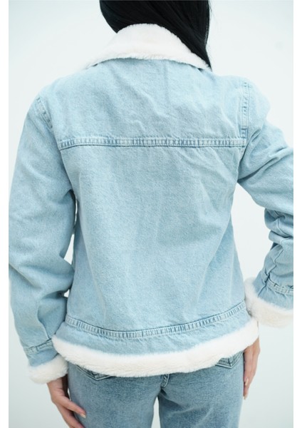 Peluş Detay Kot Ceket modelleri