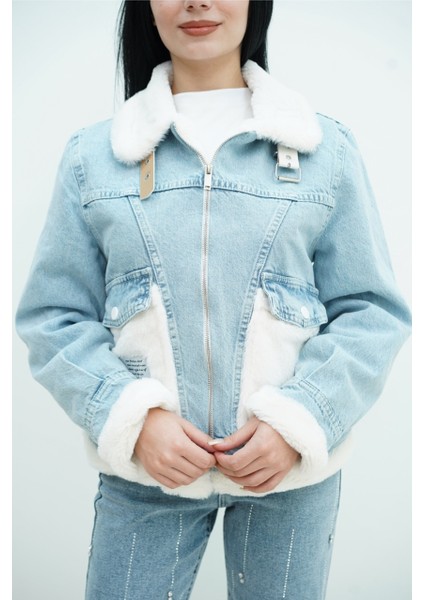 Peluş Detay Kot Ceket fırsatları