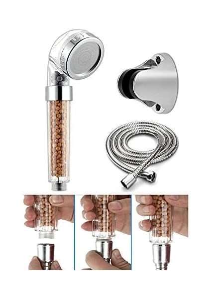 Filtreli ve Su Tasarruflu Arıtmalı Duş Başlığı Seti - Boncuklu Başlık Hortum ve Mafsal Seti fiyatları
