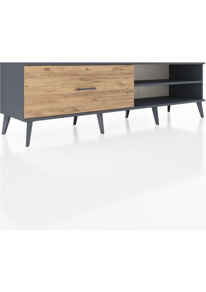 Hyperion Tv Ünitesi Tek Raflı Tek Çekmeceli 176X44X51 Antrasit-Antrasit/çam fiyatları