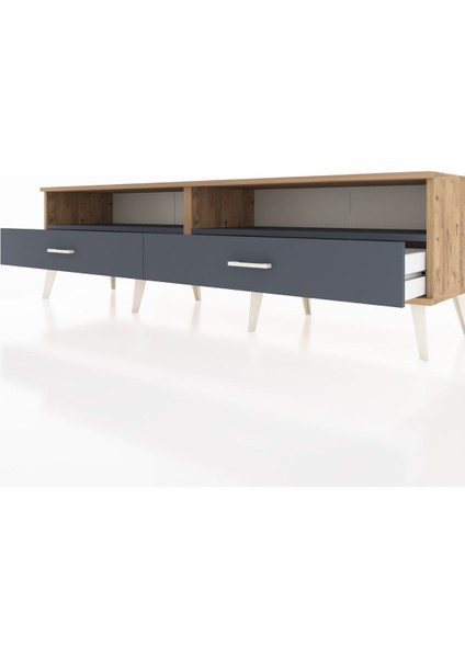 Hyperion Tv Ünitesi 2 Raflı 2 Çekmeceli 176X44X51 Çam-Antrasit/antrasit fırsatları