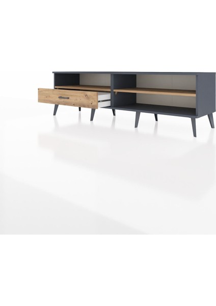 Hyperion Tv Ünitesi 2 Raflı Tek Çekmeceli 176X44X51 Antrasit-Çam/çam modelleri